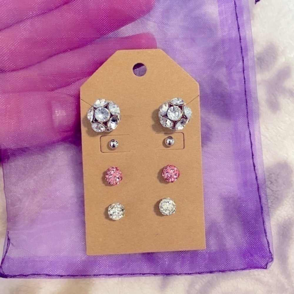 3/$25 Sparkly earrings! 4 pairs of round stud earrings